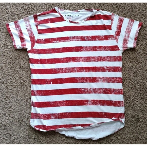 Evolution In Design T-Shirt Men's XL Red Striped Short Sleeve - Picture 1 of 6